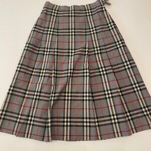 Burberry vintage grey wool pleated midi skirt M